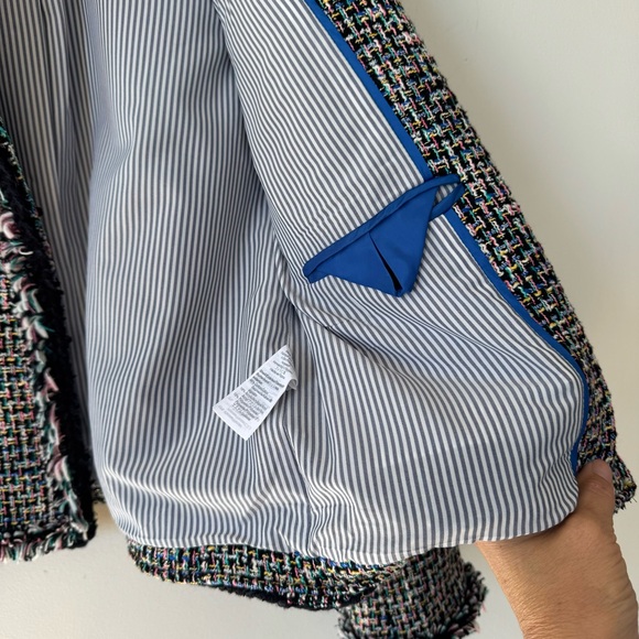 J. Crew Lady Tweed Jacket Black Rainbow Metallic Fringe Blazer 6 - Picture 10 of 11